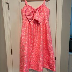 Lilly Pulitzer Ellara Jacquard Midi Dress Roxie Pink Baby Blues Size 16